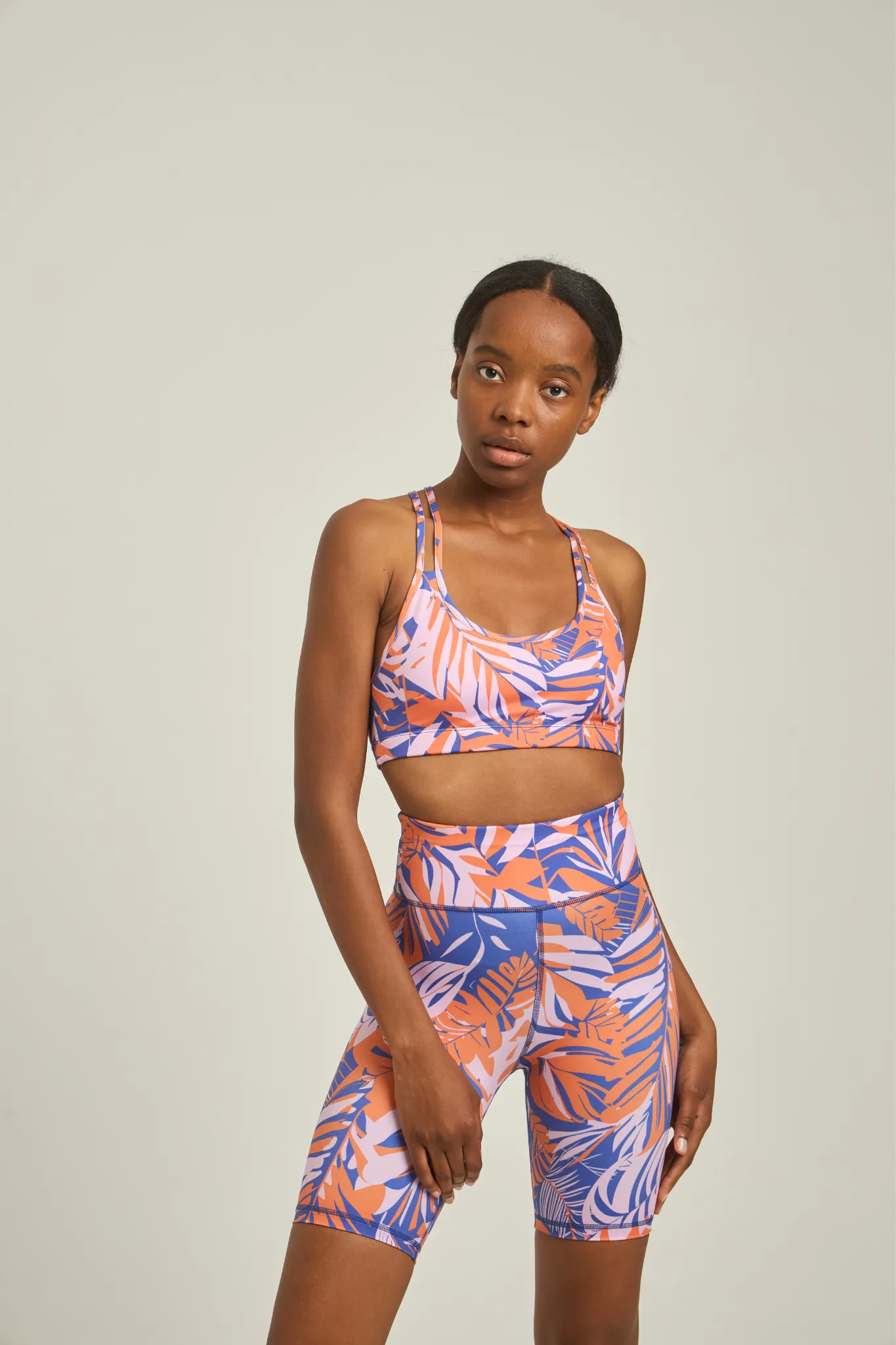 Αθλητικό μπουστάκι orange tropical print | Πορτοκαλί