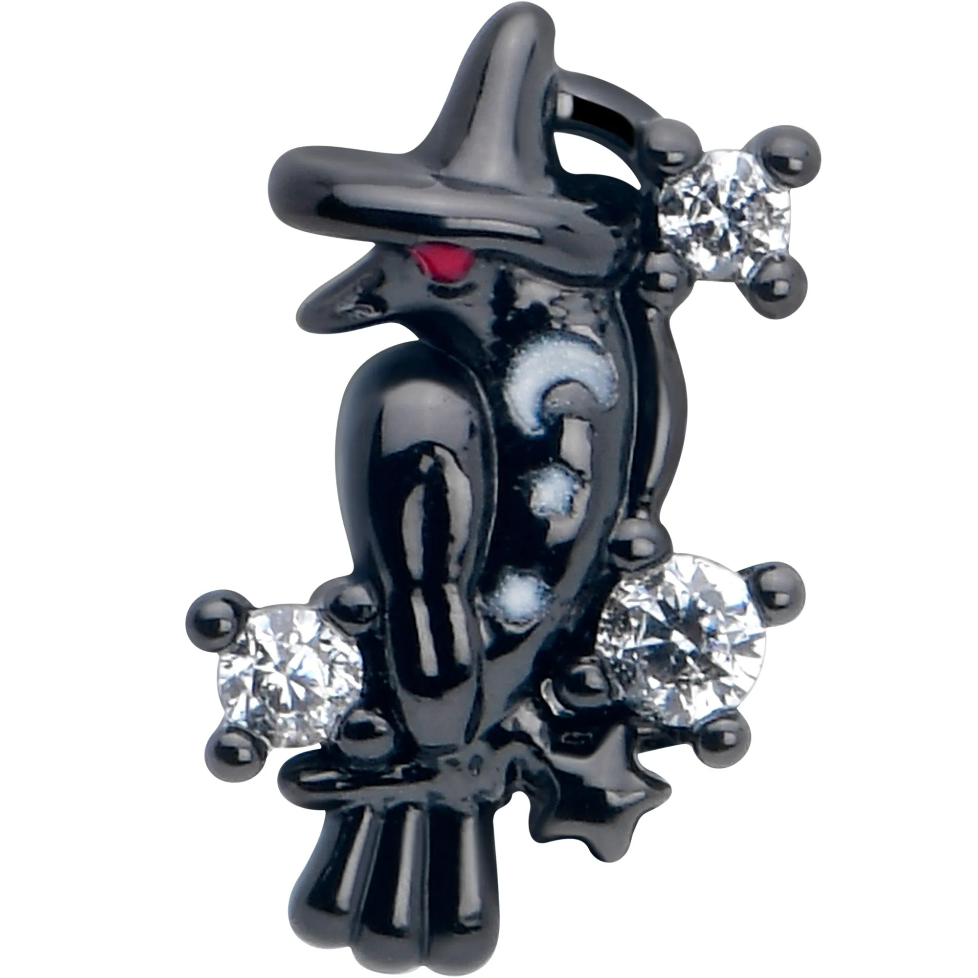16 Gauge 1/4 Clear CZ Gem Black Raven Witch Labret Monroe Tragus