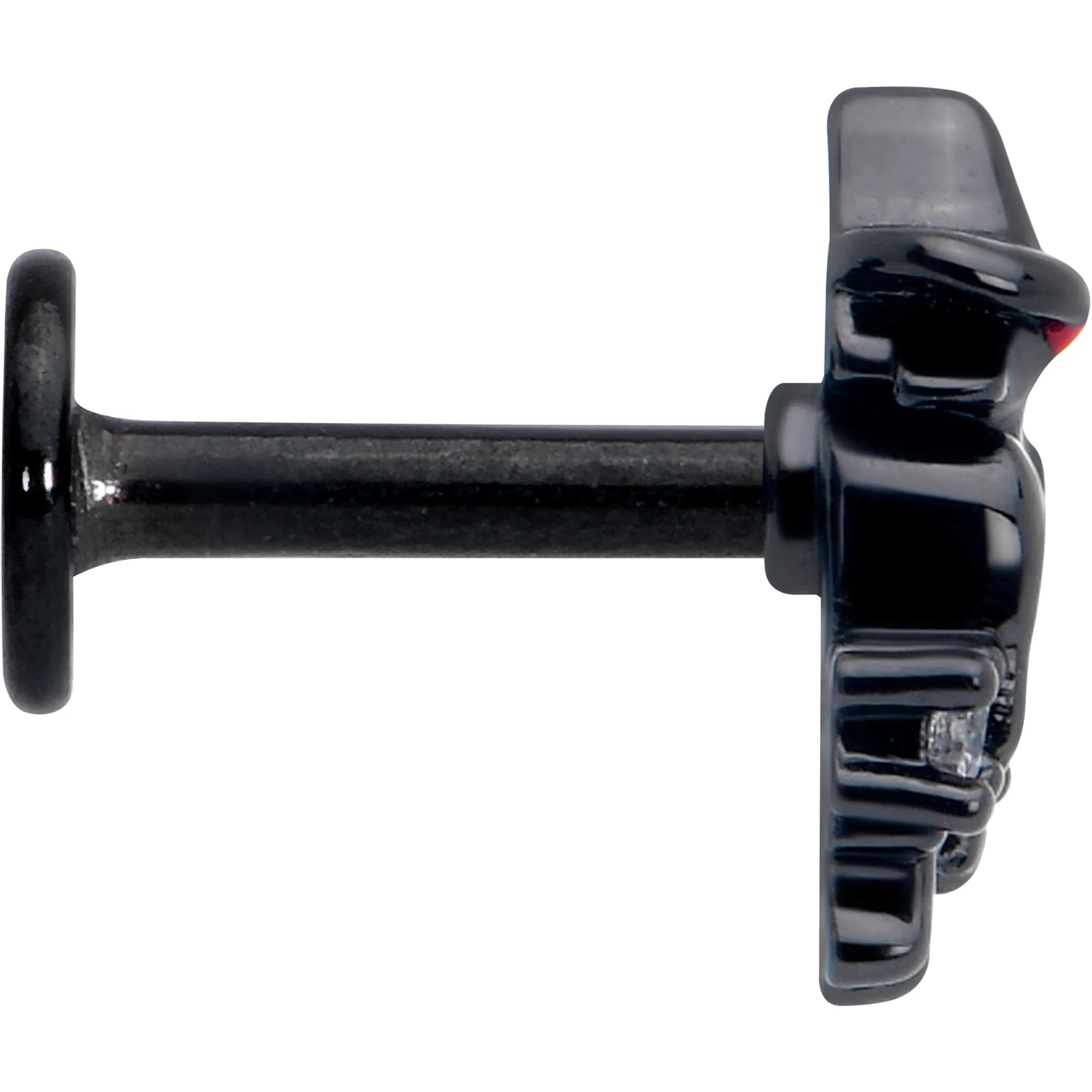 16 Gauge 1/4 Clear CZ Gem Black Raven Witch Labret Monroe Tragus