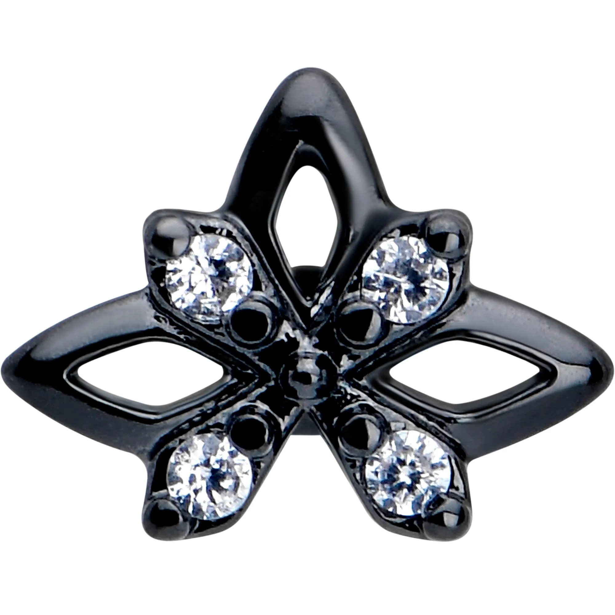 16 Gauge Clear CZ Gem Black Gothic Star Flat Back Earring