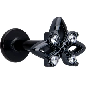 16 Gauge Clear CZ Gem Black Gothic Star Flat Back Earring