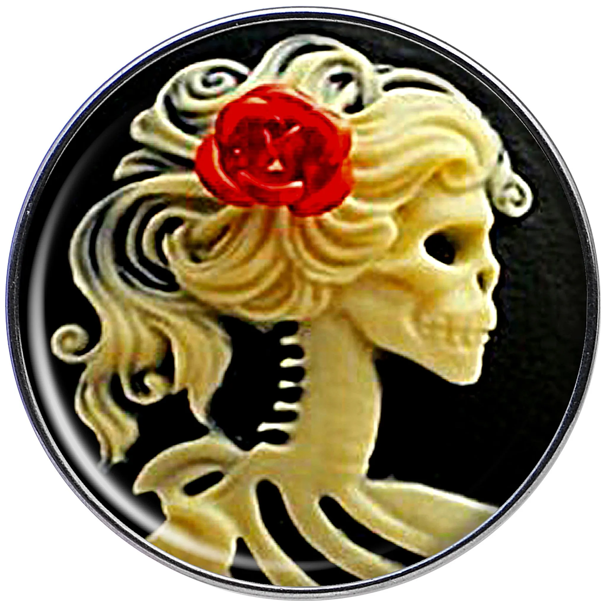 16 Gauge Red Rose Flower Skeleton Cameo Tragus Cartilage Earring