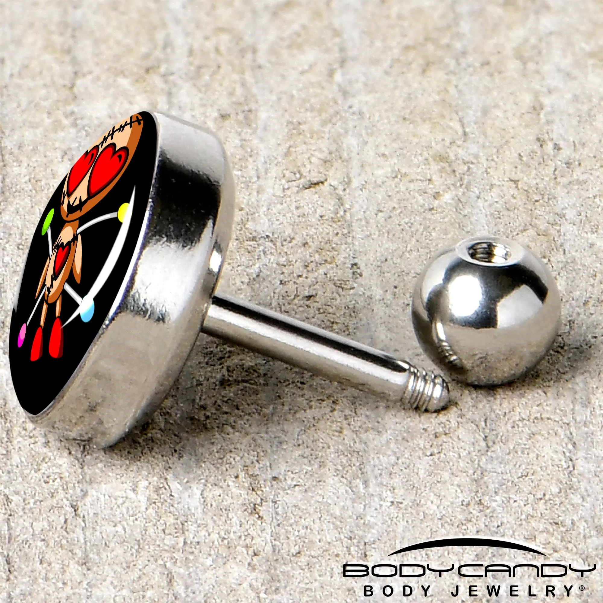16 Gauge Valentine Heart Voodoo Doll Tragus Cartilage Earring