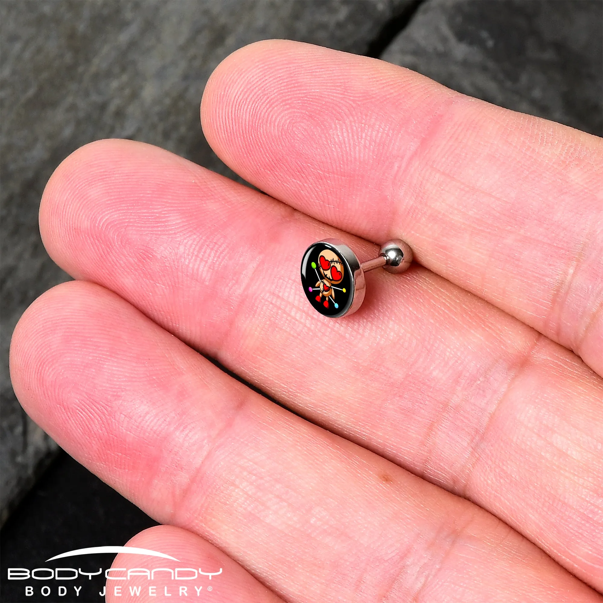 16 Gauge Valentine Heart Voodoo Doll Tragus Cartilage Earring