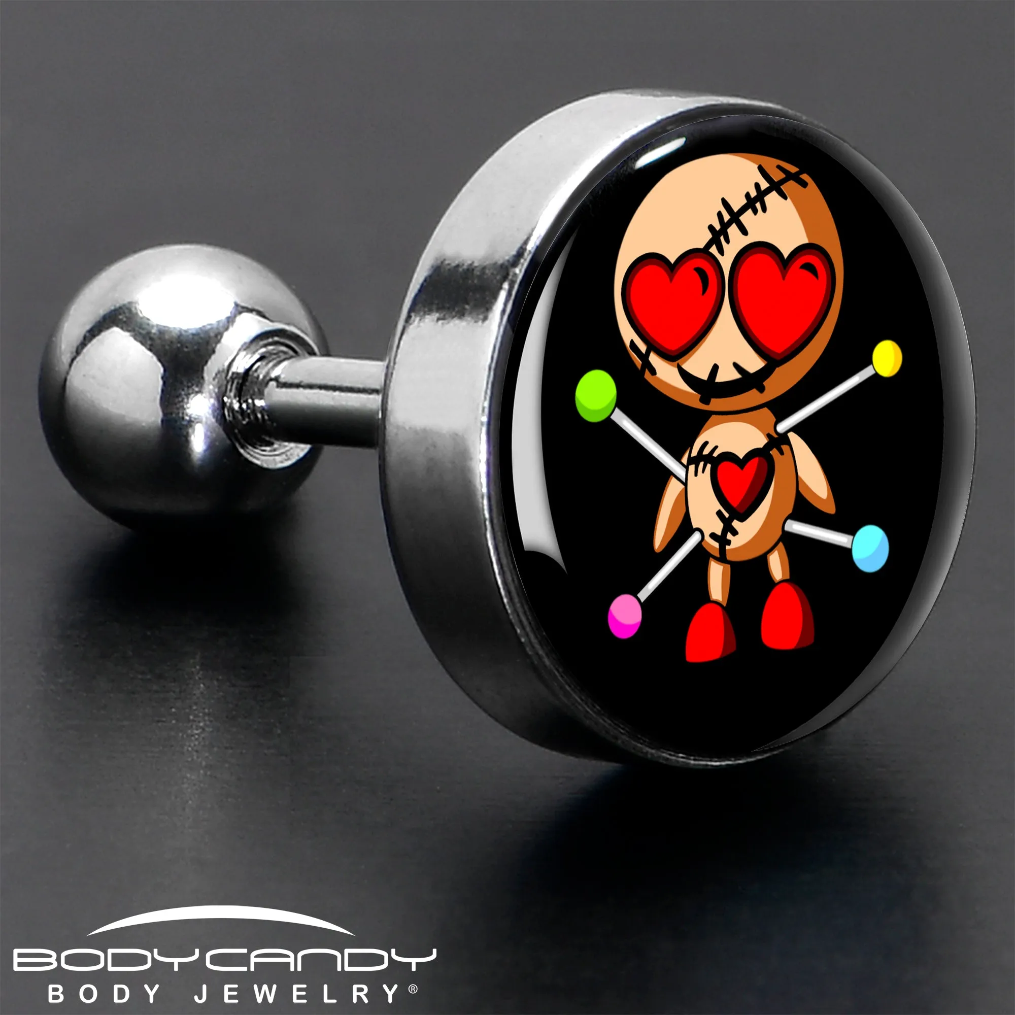16 Gauge Valentine Heart Voodoo Doll Tragus Cartilage Earring