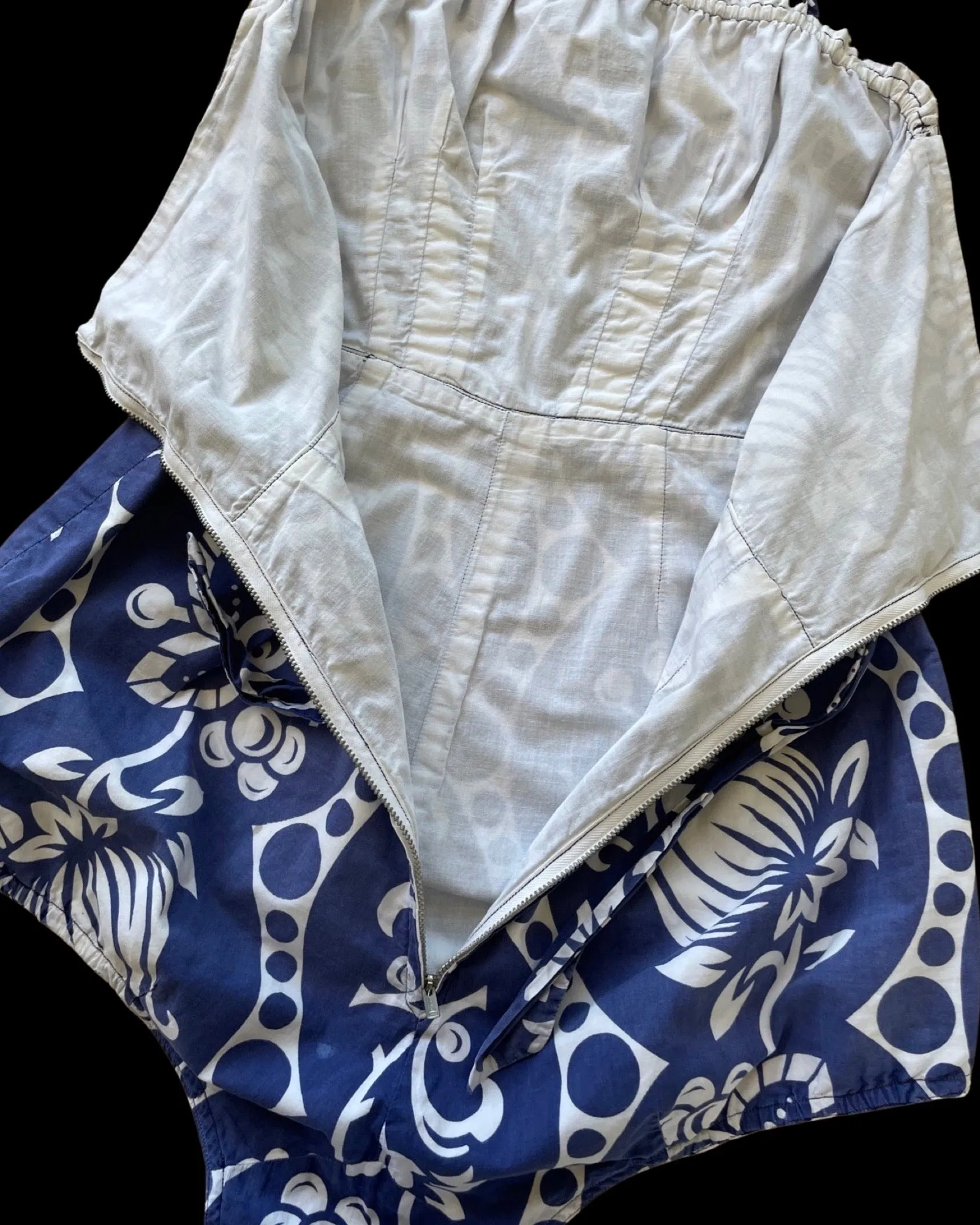 1940s Indigo Cotton Halter Swim/ Play- Suit