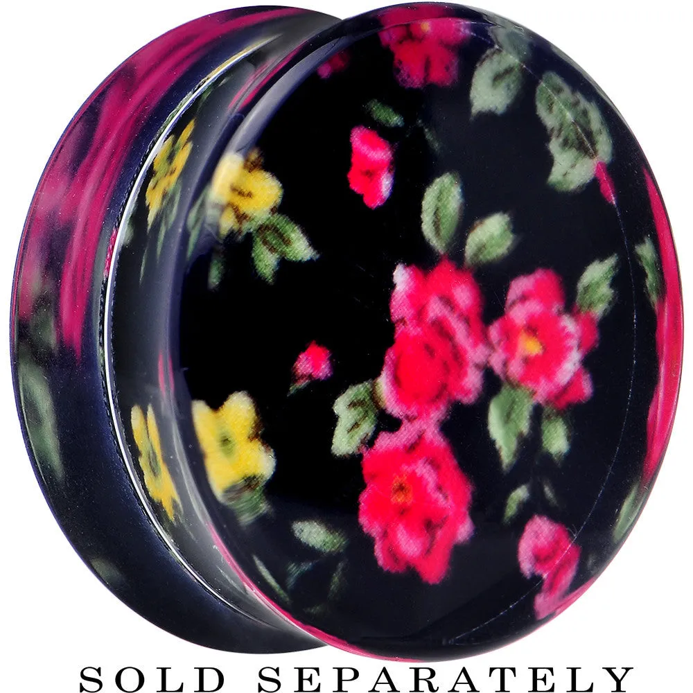 26mm Acrylic Black Multicolored Old Fashioned Flowers Saddle Plug