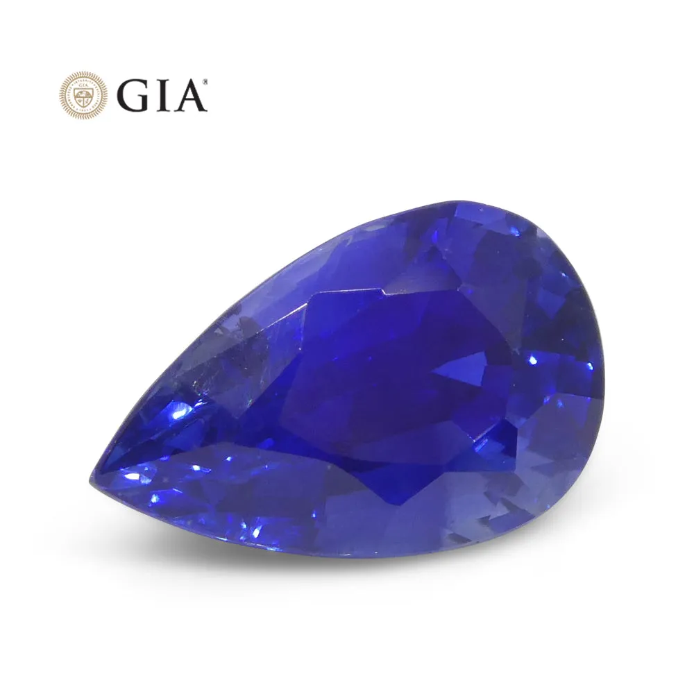 3.88ct Pear Royal Blue Sapphire GIA Certified Sri Lanka