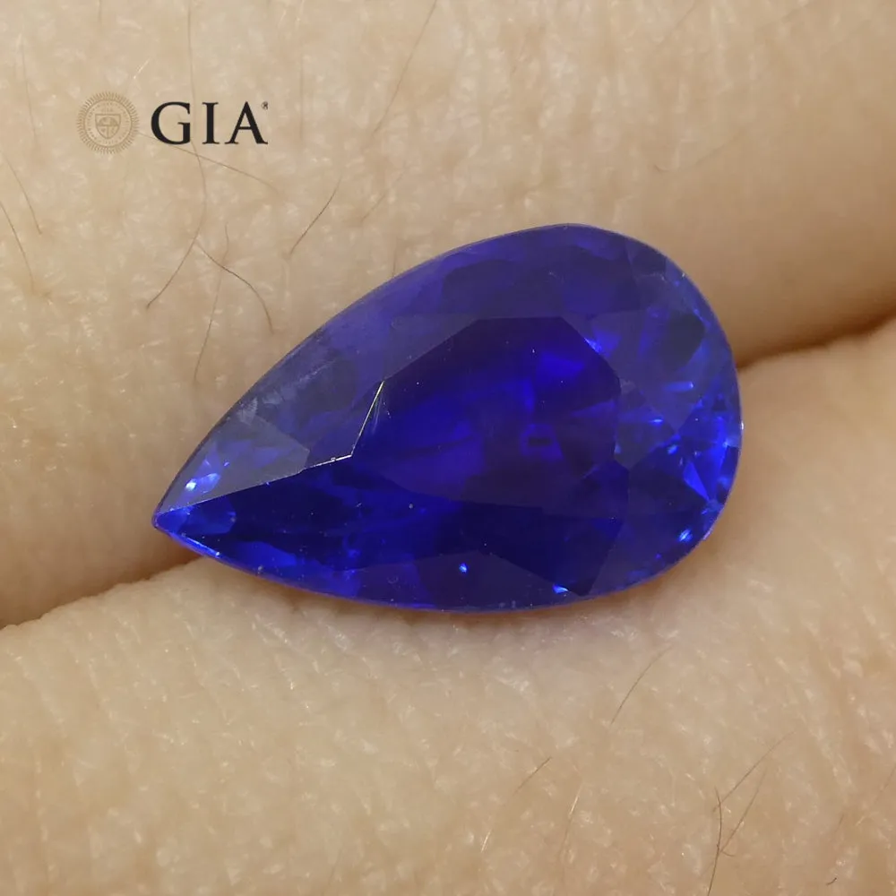 3.88ct Pear Royal Blue Sapphire GIA Certified Sri Lanka