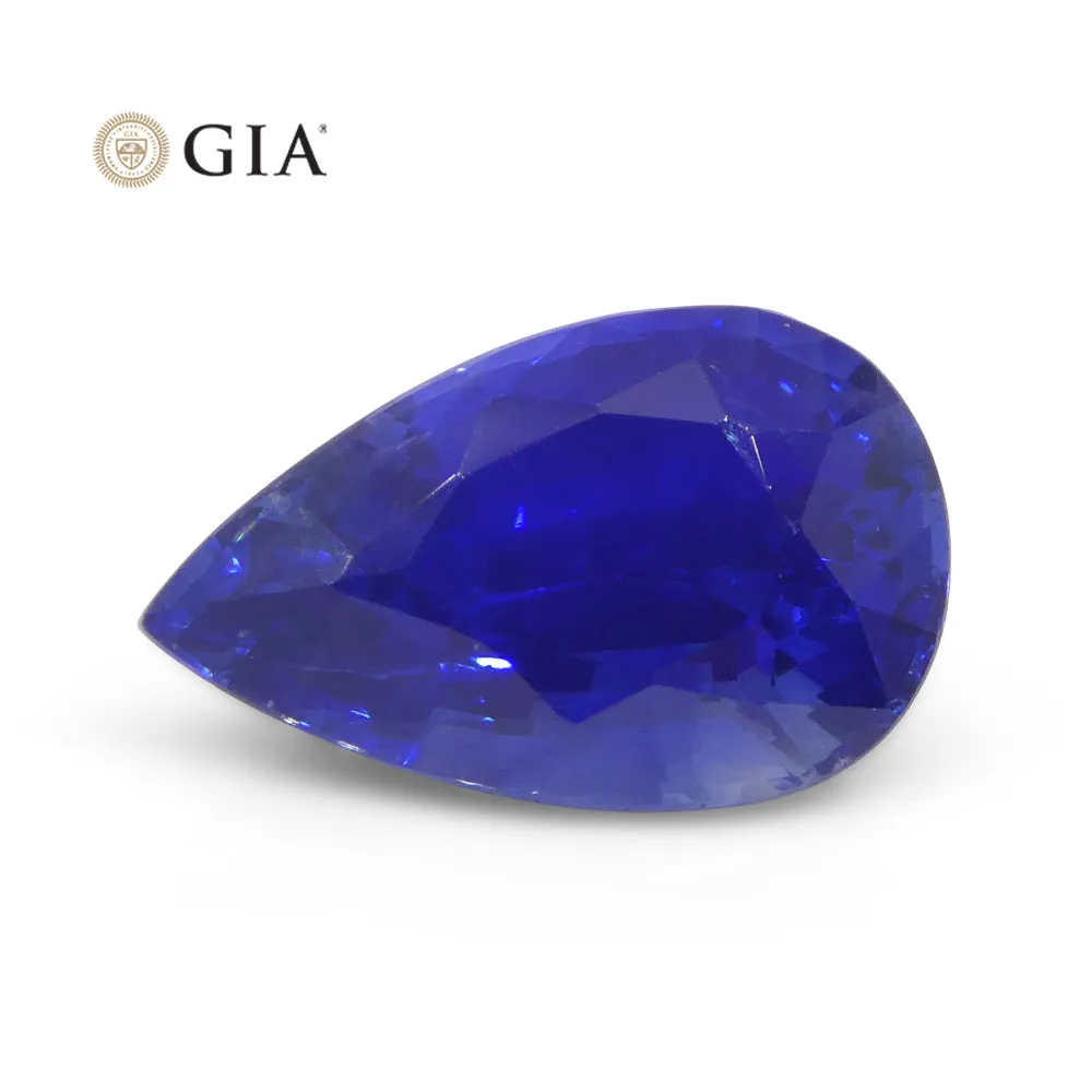 3.88ct Pear Royal Blue Sapphire GIA Certified Sri Lanka