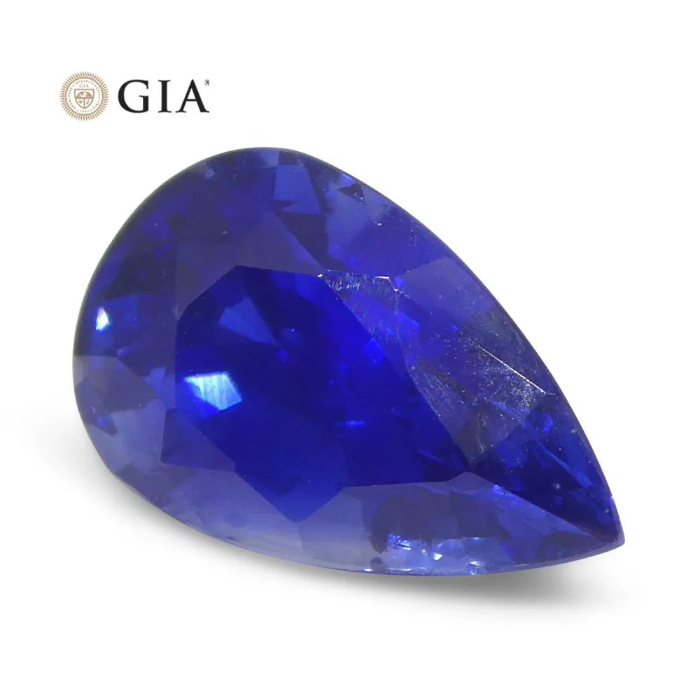 3.88ct Pear Royal Blue Sapphire GIA Certified Sri Lanka