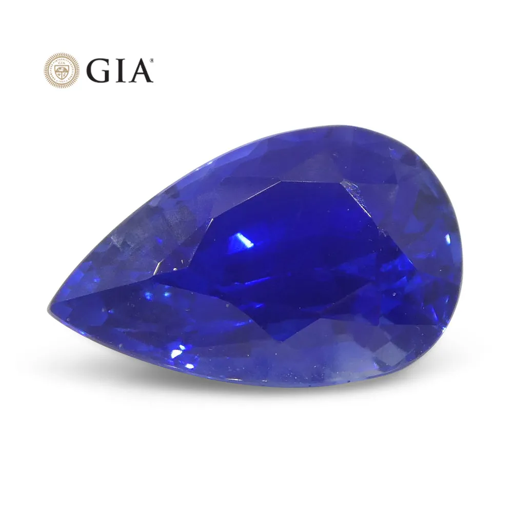 3.88ct Pear Royal Blue Sapphire GIA Certified Sri Lanka