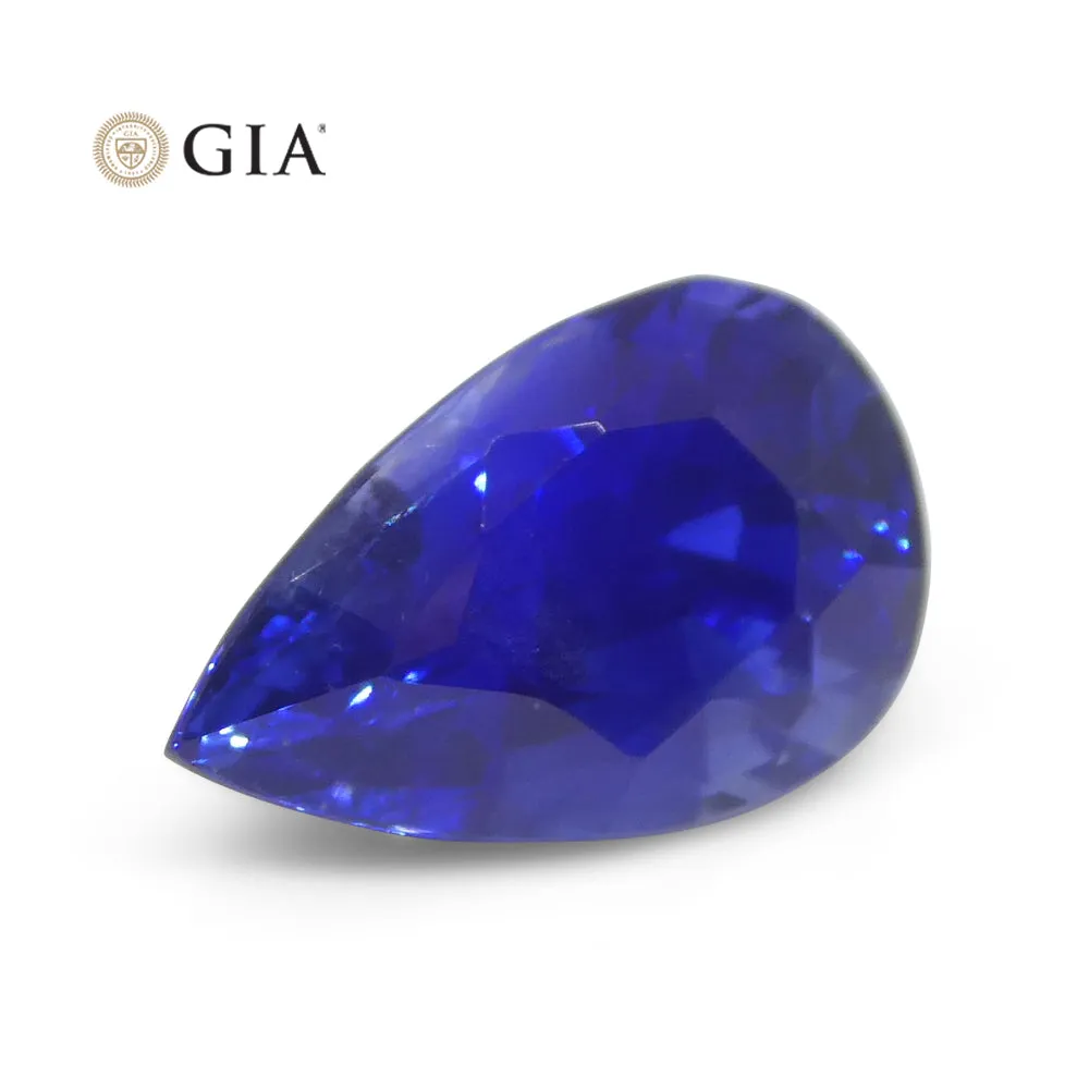 3.88ct Pear Royal Blue Sapphire GIA Certified Sri Lanka