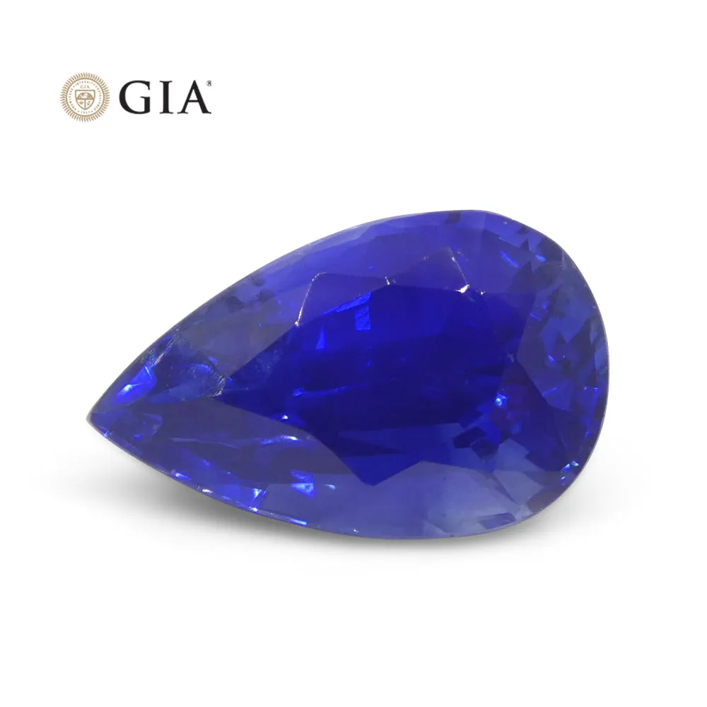 3.88ct Pear Royal Blue Sapphire GIA Certified Sri Lanka
