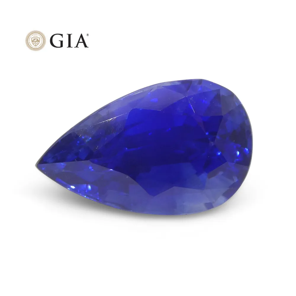 3.88ct Pear Royal Blue Sapphire GIA Certified Sri Lanka