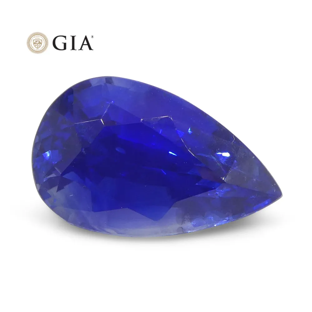 3.88ct Pear Royal Blue Sapphire GIA Certified Sri Lanka