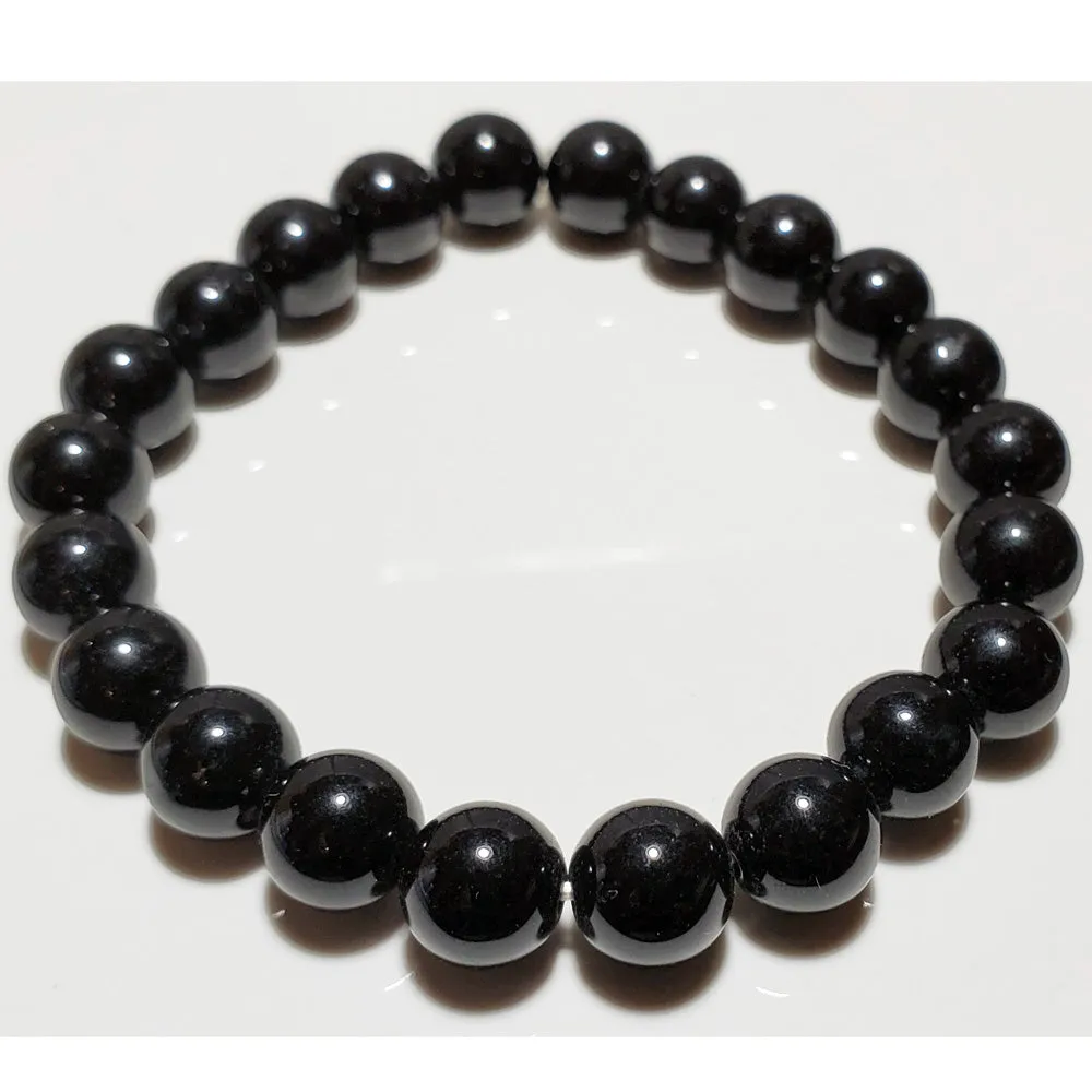 8mm Black Onyx Beaded Elastic Stretch Bracelet