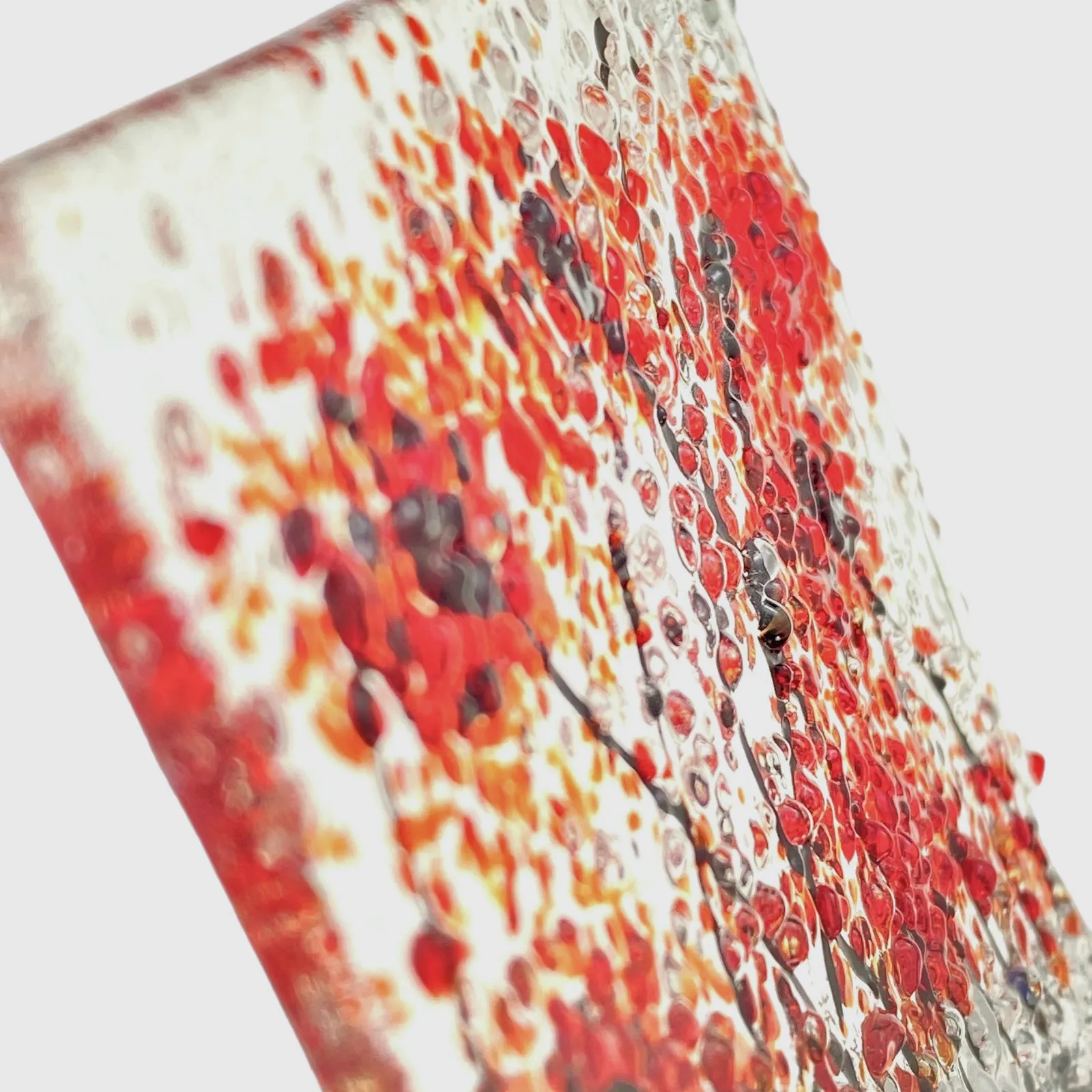 Abstract Red Poppies Night Light - Glass "Glitter"- Clear Glass