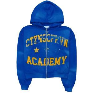 Academy Sun Faded Zip-Up Hoodie- Royal Blue