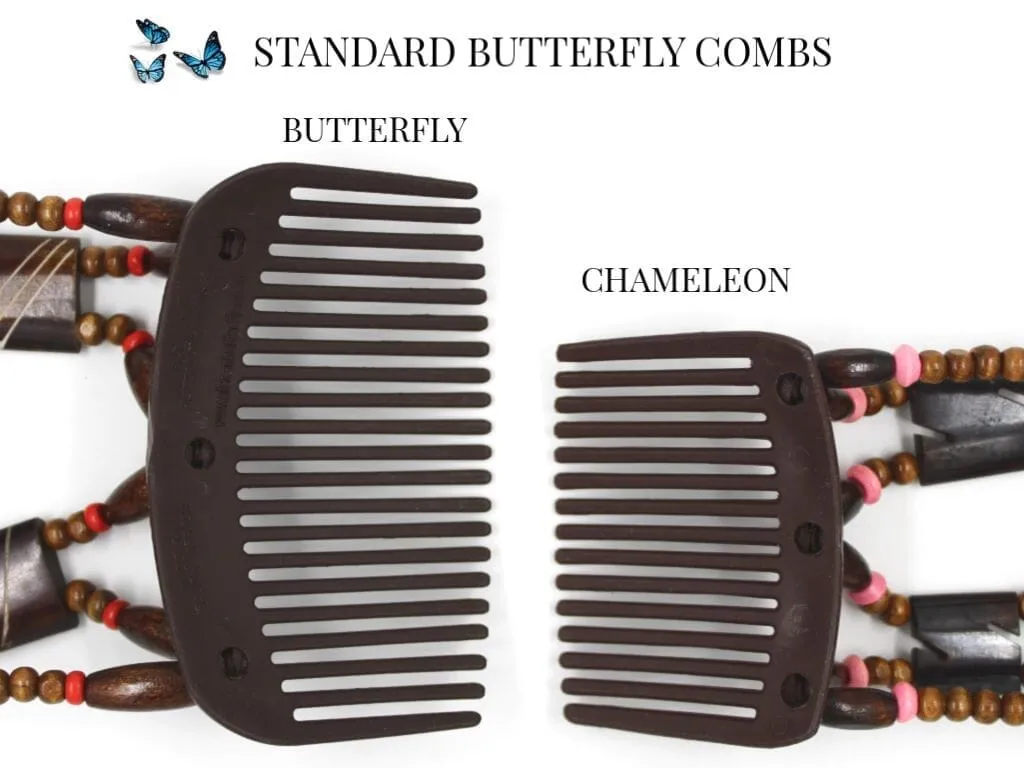 African Butterfly Hair Comb - Dupla Brown 152