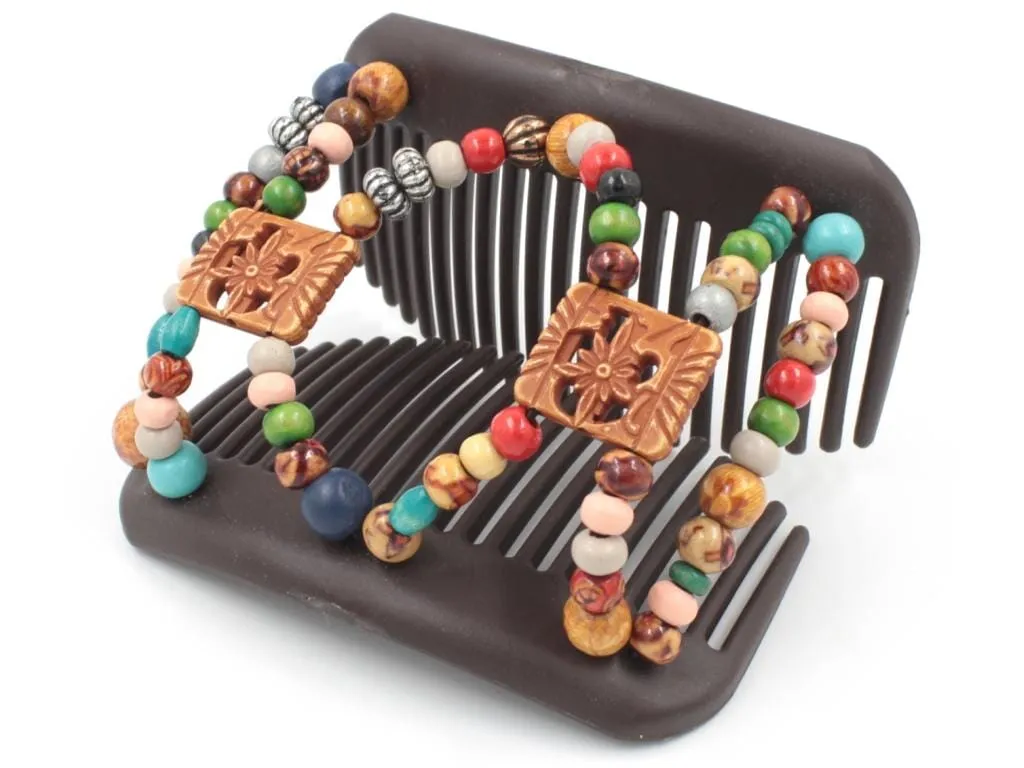 African Butterfly Hair Comb - Dupla Brown 154