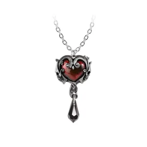 Alchemy Gothic P931 Petite Affair du Coeur Pendant Red Heart Skulls Necklace