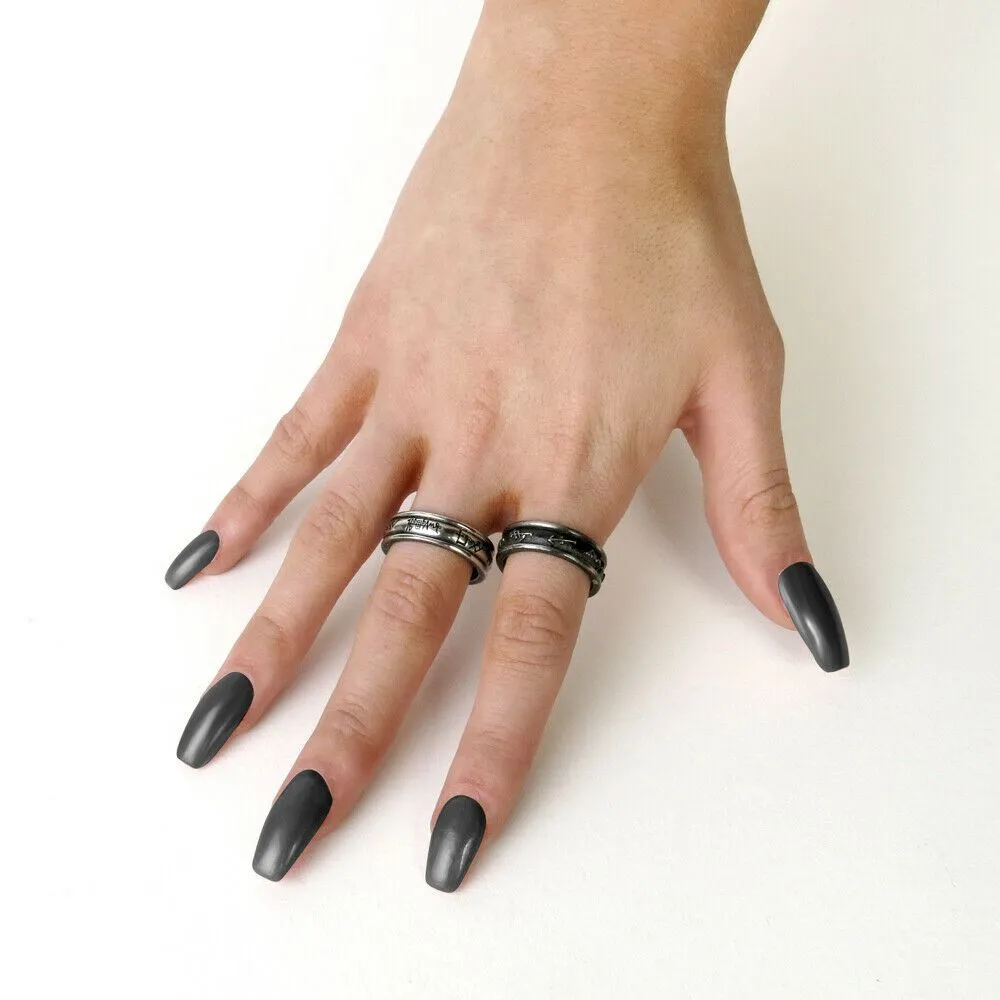 Alchemy Gothic R212 Demon Black & Angel White DOUBLE Ring England IN HAND
