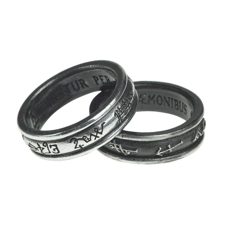 Alchemy Gothic R212 Demon Black & Angel White DOUBLE Ring England IN HAND