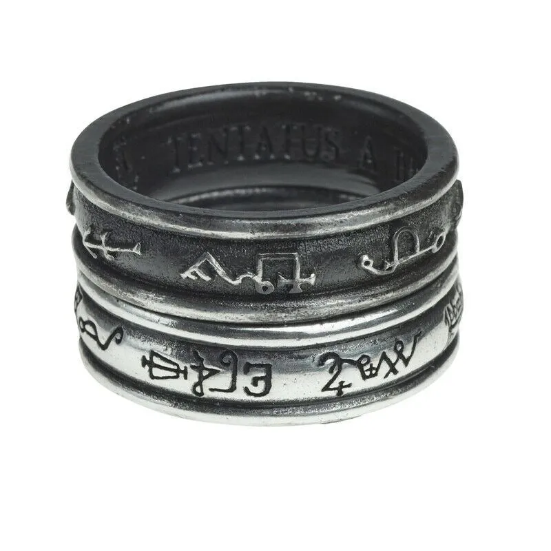 Alchemy Gothic R212 Demon Black & Angel White DOUBLE Ring England IN HAND