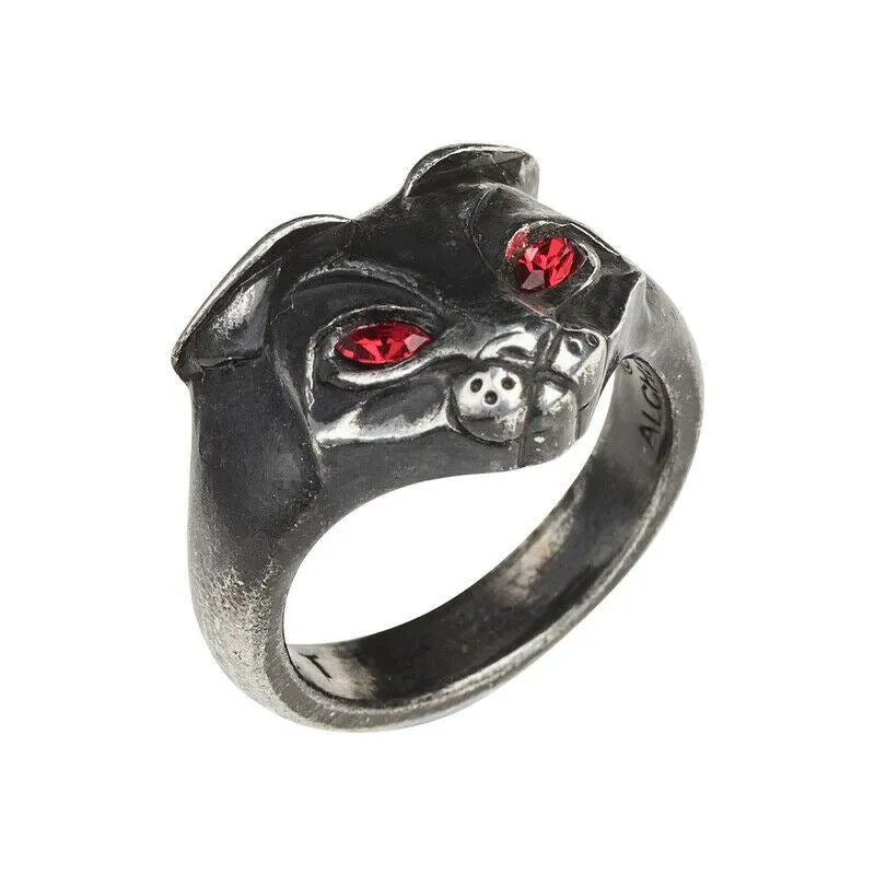 Alchemy Gothic R224 Bastet Goddess Ring Cat Goddess Red Eyes England IN HAND