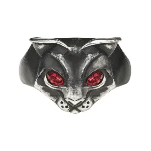 Alchemy Gothic R224 Bastet Goddess Ring Cat Goddess Red Eyes England IN HAND