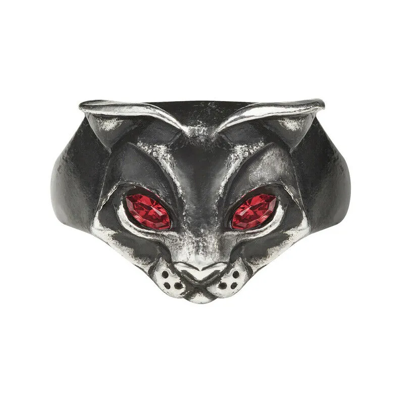 Alchemy Gothic R224 Bastet Goddess Ring Cat Goddess Red Eyes England IN HAND