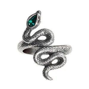 Alchemy Gothic R228 Psalm 68 Ring Green Crystal Serpent England