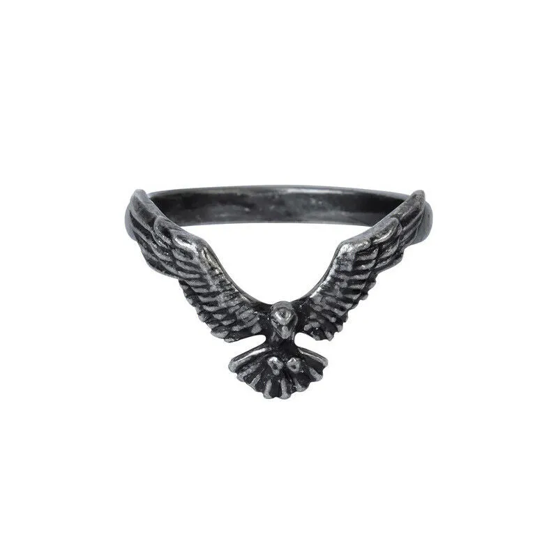 Alchemy Gothic R232 - Ravenette Ring Black Raven wings England