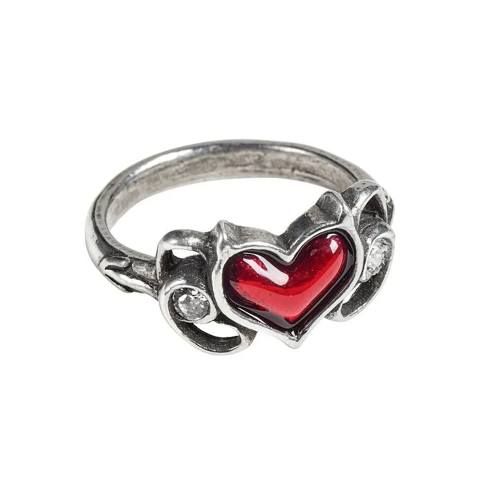 Alchemy Gothic R238 Little Devil Ring Red Heart  England INHAND