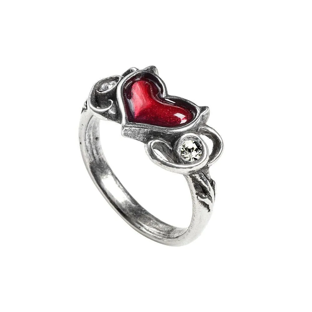 Alchemy Gothic R238 Little Devil Ring Red Heart  England INHAND