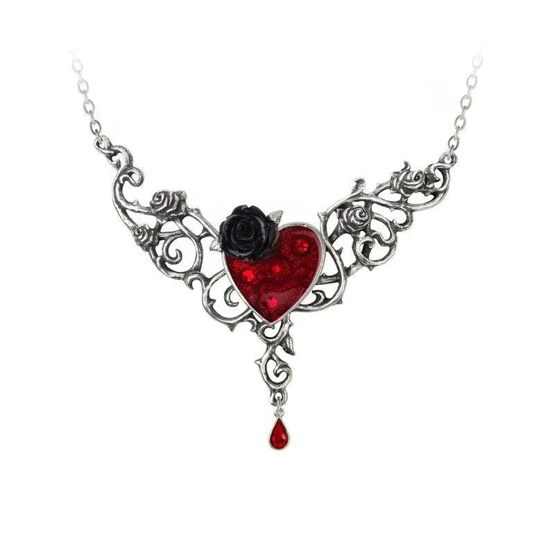 Alchemy P721 The Blood Rose Heart Pendant Necklace Gothic Red England