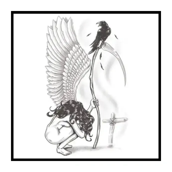 Angel Of Death Goth Temporary Tattoos
