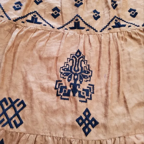 Anthropologie Brown Embroidered Mirta Maxi Skirt Size 14