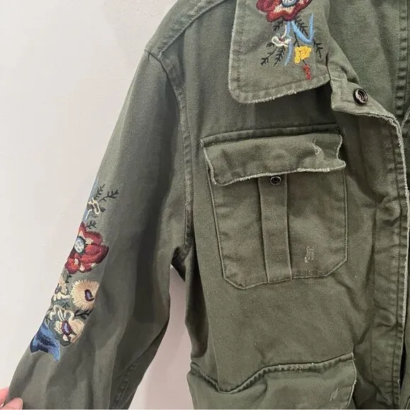 Anthropologie Dolan Olive Green Embroidered Payton Military Utility Jacket M