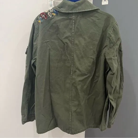 Anthropologie Dolan Olive Green Embroidered Payton Military Utility Jacket M