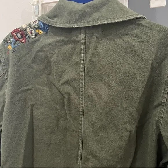 Anthropologie Dolan Olive Green Embroidered Payton Military Utility Jacket M