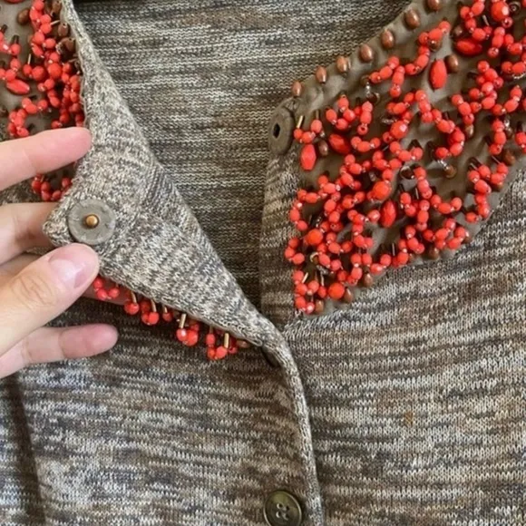 Anthropologie Moth Jewelers Choice Heather Brown Spice Cardigan Women’s Sz Small