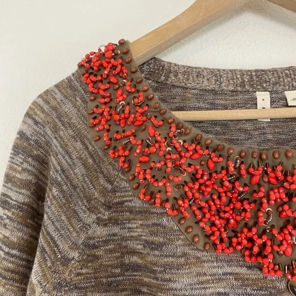 Anthropologie Moth Jewelers Choice Heather Brown Spice Cardigan Women’s Sz Small