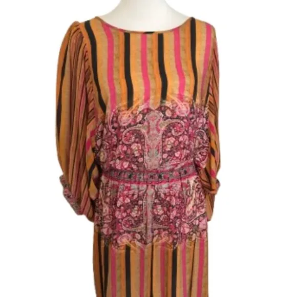 Anthropologie Tanva Kedia Sunpass 100% Silk Beaded Dress