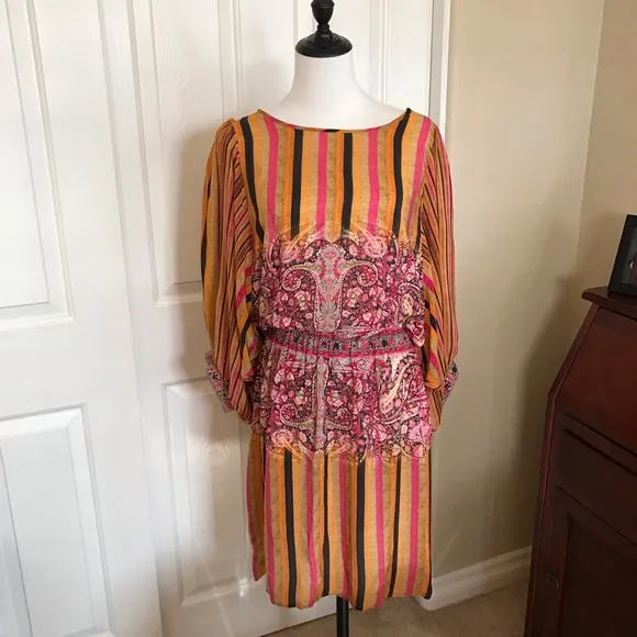 Anthropologie Tanva Kedia Sunpass 100% Silk Beaded Dress