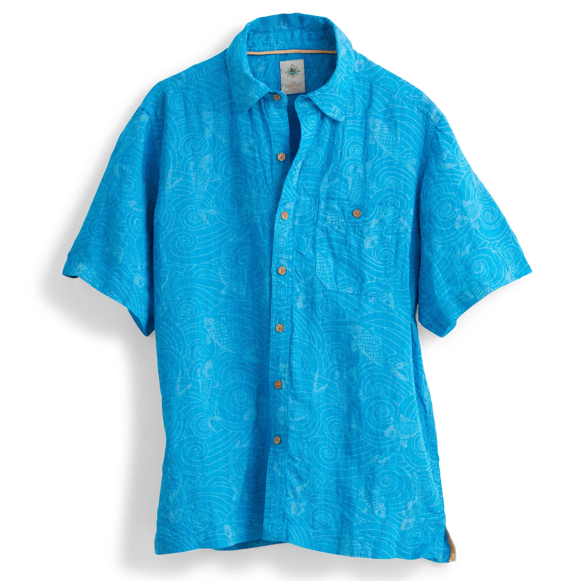 Aqua Print Linen Shirt