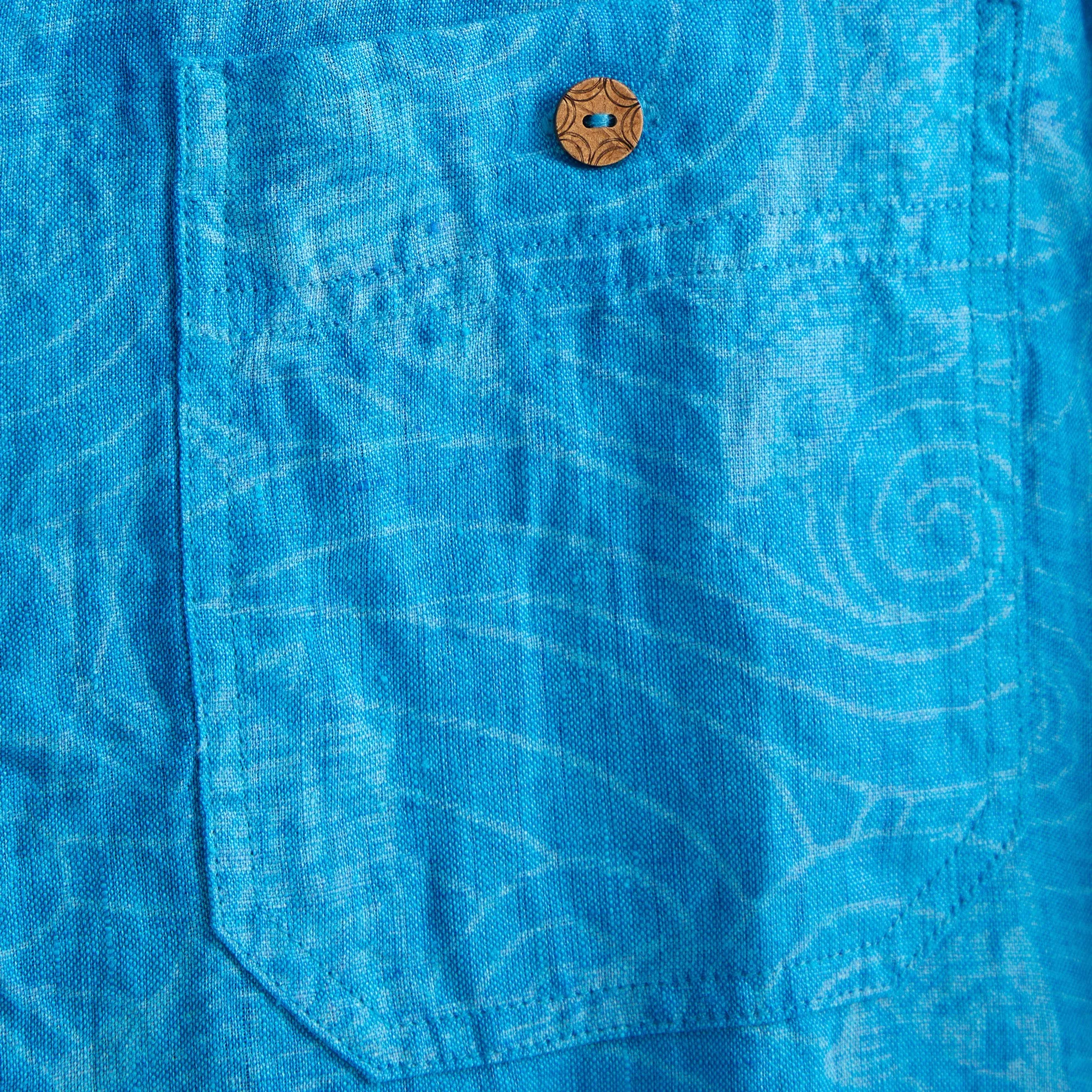 Aqua Print Linen Shirt