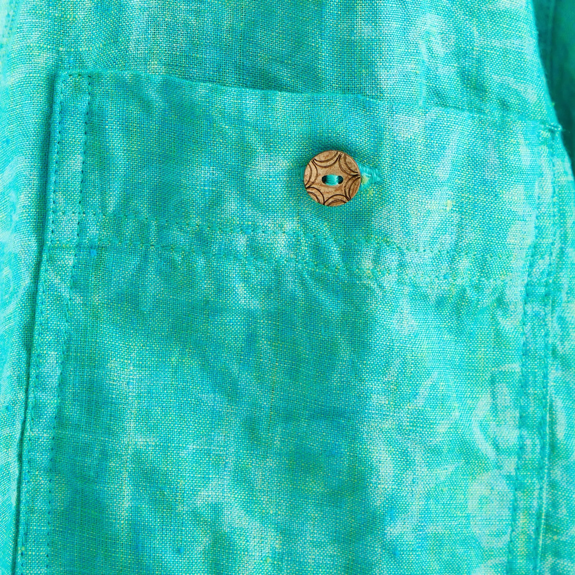 Aqua Print Linen Shirt
