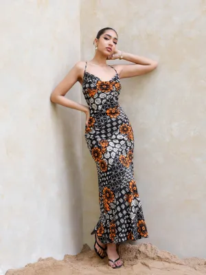 Back Tieup Cowl Neck Maxi Dress